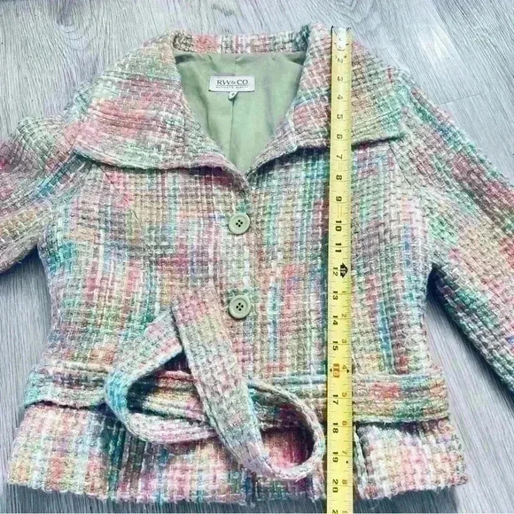 RW&CO PASTEL PINK LILAC BLUE TWEED FALL JACKET SIZE  6 - Picture 9 of 16